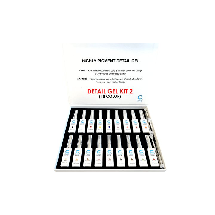 DETAIL NAIL ART GEL KIT #2 - 18 COLORS